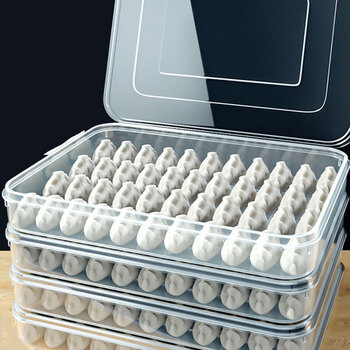 Sailoto dumpling storage box frozen multi-layer tray with dumplings and wontons fresh-keeping box transparent white 4 layers transparent white 4 layers transparent white
