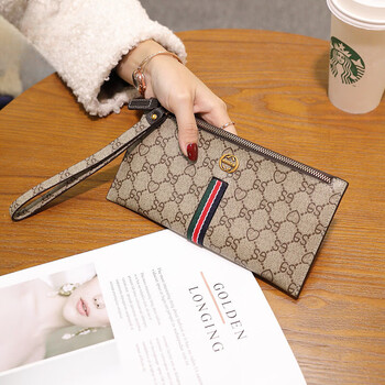 Calculat&keenck women's bag long unisex wallet zipper business clutch multi-function multi-card slot wallet trendy wordless presbyopic