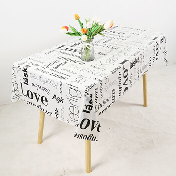 Fuyan 10 pieces price disposable tablecloth ins small fresh printed plastic waterproof tablecloth rectangular 1x1.4m tablecloth 180x180cm letters 10 pieces