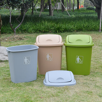 Yue changsheng swing lid trash can large capacity 30l40l60l outdoor property with lid kitchen commercial extra large classroom gray oval