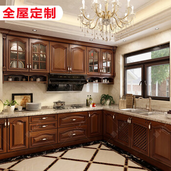 Juyou solid wood cabinets, american style whole house custom furniture, european style, french style, new chinese style villa overall kitchen renovation, chengdu service deposit