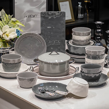 Kangmo bowls, plates and tableware new light luxury nordic style ceramic bowls, plates and tableware moving gift set carlos 20 pieces