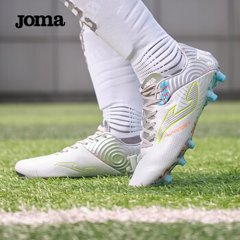 Joma spanish football shoes for men, adults and teenagers, fg long spikes, non-slip, wear-resistant, professional football training shoes, silver 42