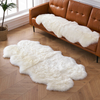 Aozun fur integrated wool carpet whole sheepskin carpet bedroom bedside blanket cloakroom carpet bay window carpet entrance hall pure white 65cm*90cm 1 piece australia 1p
