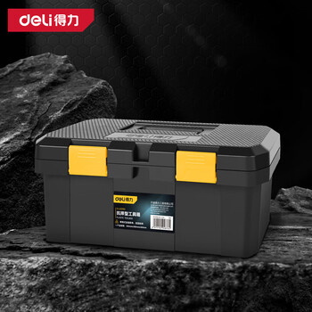Deli hardware and electrical tool box household portable large plastic box industrial multifunctional repair car storage box anti-fall type - 12-inch single layer dl432912