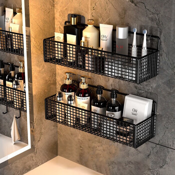 Youqin bathroom storage rack bathroom wall-mounted punch-free storage rack kitchen toilet toilet hanging basket cosmetics double layer