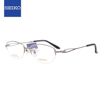 Seiko (seiko) glasses frame women's half-rim titanium business casual myopia optical frame hc2010 182 52mm rose silver