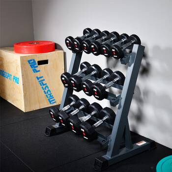 Massfit professional version environmentally friendly rubber-coated fixed dumbbell set yaling home sports exercise fitness equipment dumbbell rack rubber-coated dumbbell 2.5kg*2 pieces