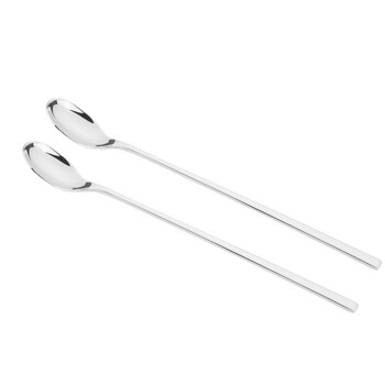 Lucuku 304 stainless steel long-handled coffee stirring spoon, baby feeding complementary food, small spoon for stirring milk powder, 2 pieces