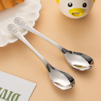 Onlycook spoon 304 stainless steel round spoon food children's tableware baby rice spoon anti-fall eating spoon cartoon spoon miffy rabbit 2 pieces