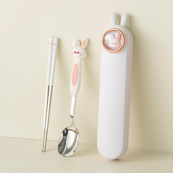 Onlycook316 stainless steel portable tableware student children's chopsticks and spoon set chopsticks and spoon storage box-xiaotu