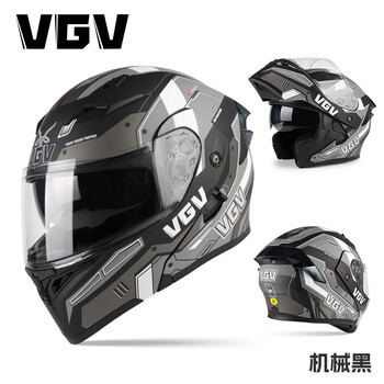 Vgv revealed helmet 3c certified motorcycle helmet double mirror bluetooth half helmet all seasons men and women cycling motorcycle safety hat mechanical black (revealed) transparent lens xl
