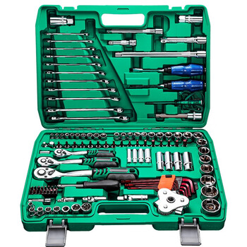 Niuxiang tool box set auto repair tool set socket wrench hardware tool ratchet wrench set tool box car repair flagship-121 piece set 72t curved handle set s2 bit