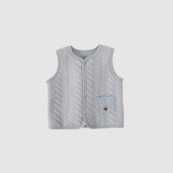 Bali pig (balipig) baby vest, spring and autumn outer vest, autumn and winter inner layer, thickened and warm children's cardigan, infant top, quiet blue 90 cm