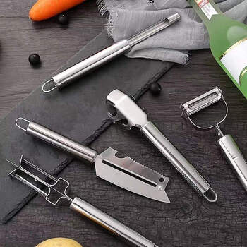 Renjuyi customized set of stainless steel tools kitchen supplies peeling, grating, core removal, tray new multi-functional kitchen supplies kitchen gadgets 5-piece set thickened
