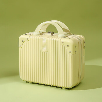 Aodaisi retro portable cosmetic case 14 inches 16 inches suitcase female souvenir light suitcase boarding travel box yellow 14 inches can be hung on the trolley suitcase without password lock