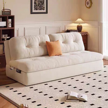 Yilaibao armless study sofa bed all-in-one dual-purpose cream style small apartment living room removable and washable folding storage multi-function outer diameter 1.55 meters cat-proof fleece cloth sponge style + storage box (moderate)/note color