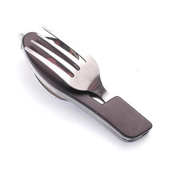 Zhushengmo outdoor folding tableware camping knife, fork and spoon set portable multifunctional tableware set flat black