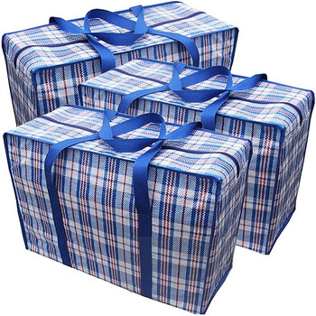 Moving artifact woven bag moving bag packing bag luggage bag storage bag snakeskin bag quilt quilt clothes 2 pack red grid + blue grid randomly sent