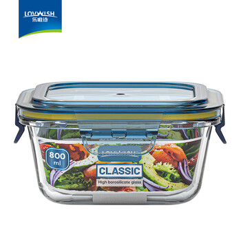 Lovwish high boron glass lunch box, fresh-keeping and warm lunch box, refrigerator lunch box, glass storage box, lovwish integrated lid, square, single piece, 800ml