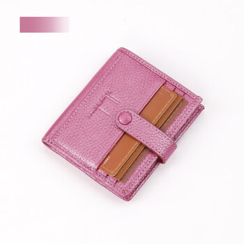 Zordani wallet women's card bag new first layer cowhide women's fashion simple multi-card slot genuine leather wallet short style crystal pink
