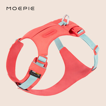 Moepie lightweight dog harness for large, medium and small dogs vest type explosion-proof and anti-breakaway dog leash dog harness watermelon red m (recommended 16-30 pounds)