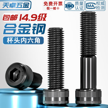 Tianzhuo hardware 14.9 grade high-strength hexagonal socket screws bolts alloy steel black extended screws m6m8m10m12m14m16 m6*25 (5 full teeth)