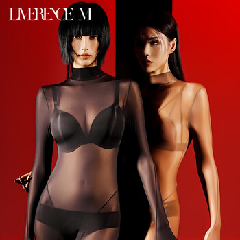 Lai mi runsi cicada wing stockings jumpsuit sexy shiny silky luster temptation long-sleeved ultra-thin moisturizing nude tights black shiny l 5d closed crotch-cicada wing silk-l size (170-185cm)