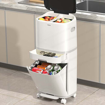 Yinchu kitchen bend-free classification trash can household deodorant kitchen waste dry and wet separation trash can with lid large capacity foot pedal 20l upper manual opening lid