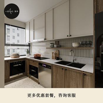 Wen yijia xi'an modern light luxury cabinets small apartment kitchen cabinets l-shaped cabinets customized quartz stone countertops kitchen cabinet decoration consult customer service for detailed quotes