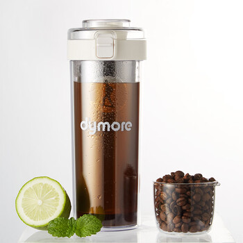 Dymore cold brew pot, coffee cold brew cup, on-the-go direct drinking cup, double-layer stainless steel 600 mesh fine mesh, powder-proof food grade 304 white 500ml