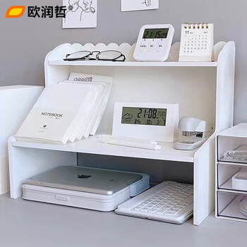 Ou runzhe storage rack desktop storage rack cosmetics storage rack multi-layer storage rack small shelf white double layer medium size