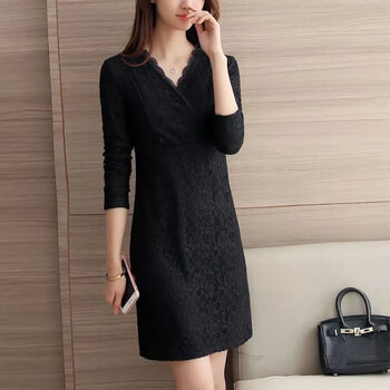 Langwei feieri autumn and winter new velvet long-sleeved bottoming shirt top for women, warm and versatile in winter, slim mid-length lace shirt, black full body version, sleeves also velvet, velvet 4xl recommended 148-165 pounds