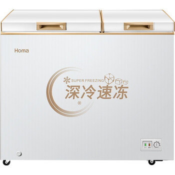 Homa 261 liter dual temperature freezer, first-class energy efficiency, household refrigeration and freezing, horizontal freezer, dark brown, length 1160mm, width 615mm, height 885mm