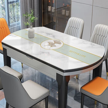 Oval tablecloth waterproof and oil-proof no-wash leather pvc tabletop protection table mat round tablecloth foldable peace and harmony middle oval part 80*130