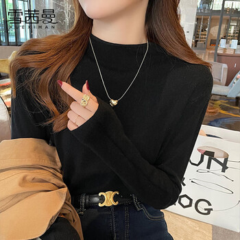 Xue qianman half turtleneck bottoming shirt for women in autumn and winter solid color high-end bottoming shirt for women to wear as a versatile slimming knitted sweater