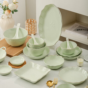 Arst yachengde lotus pond moonlight household ceramic dishes and tableware complete set of dishes set household dishes bowl housewarming gift tall bowl 4.5 inch yijia tall bowl