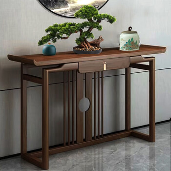 Chinese-style entrance table elm wall-mounted case table light luxury entry solid wood entrance cabinet new chinese-style entrance table 120*36*80