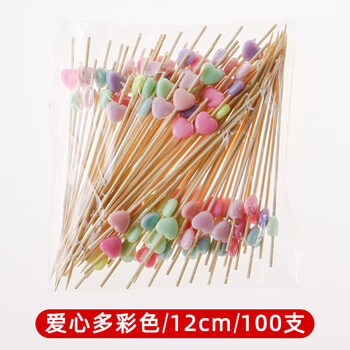 Chuge high-quality disposable fruit fork, good-looking disposable fruit picks, bobo chicken bamboo sticks, children's fruit plate bamboo sticks 15cm, candy hearts 12cm, 100 pieces/pack