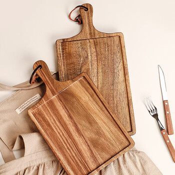 Genas acacia wood steak plate wooden western dinner plate tableware rectangular steak plate pizza plate solid wooden tray small