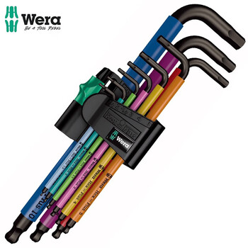 Wera germany imported hexagonal wrench, colorful ball head set, extended hexagonal key, bicycle repair tool, colorful ball head, hexagonal 950spkl/9