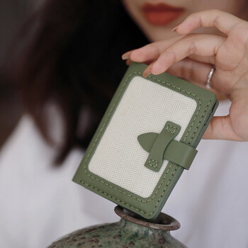 Silly xiaoyu gives his girlfriend a birthday gift, women's short wallet card bag, genuine leather coin purse, women's diy handmade material bag, green