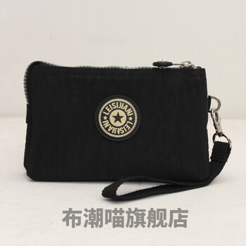 Canvas wallet small coin purse clutch bag women's small bag multi-layer simple can hold mobile phone canvas summer fabric wrist hand small cloth bag coin purse black small size