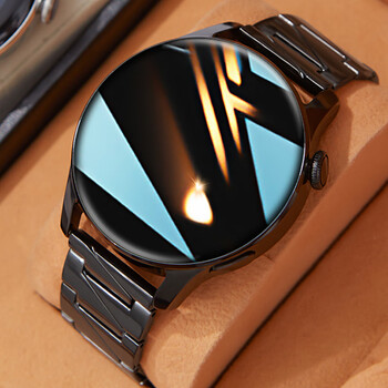 Hkmw smart watch men's 2025 new multifunctional call and answer heart rate sports electronic watch for men gear black steel offline payment hd pass