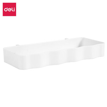 Deli household perforated board without punching kitchen bathroom wall storage rack dormitory rack shelf large capacity board perforated board tray 197*28*97mm (white)