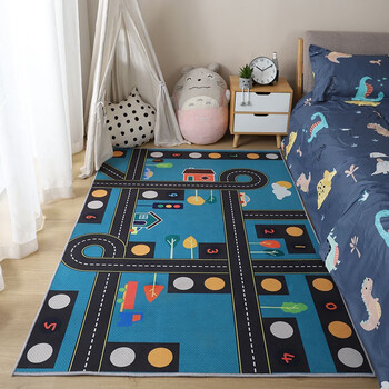 Kaye cartoon children's room carpet thickened home living room blanket bedroom custom traffic parking lot washable and wipeable crawling mat child-t3 60x160 cm children's study room
