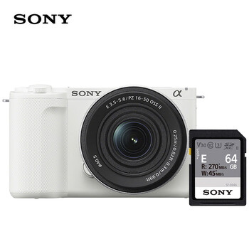 Sony (sony) zv-e10 ii aps-c format mirrorless camera, creative appearance filter, white 16-50mm standard lens set + e64a memory card