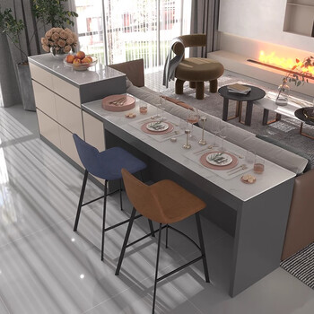 岩板吧台桌家用客厅餐边柜岛台一体沙发后背靠山隔断柜靠背柜定制 定制专拍