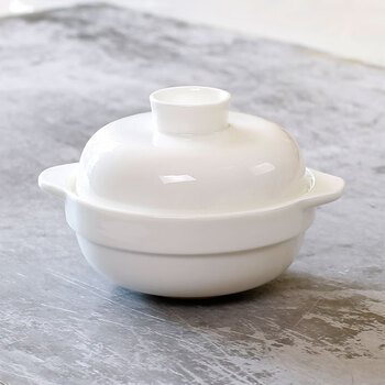 Xj phnom penh bone china bird's nest cup beauty salon binaural ceramic water-proof stew cup with lid household steamed egg bowl for one person small soup pure white binaurium stew cup