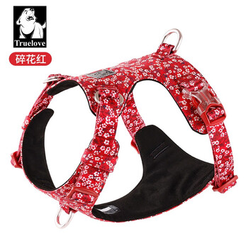 Truelove dog leash, dog chain, vest type, lightweight harness, anti-breakaway, small dog pet supplies, explosion-proof, floral red (excluding traction) xl-bust 81-107cm